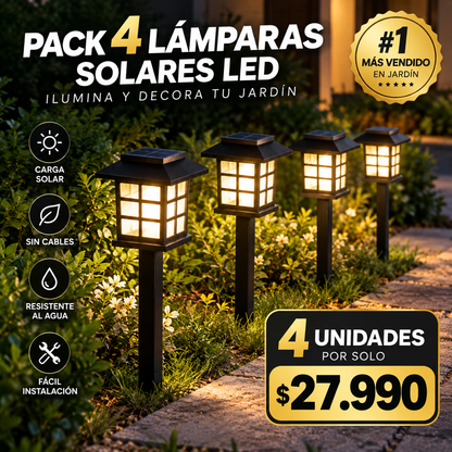 LumiGarden™ 4 Lámparas Solares LED – Ilumina y transforma tu jardín sin cables