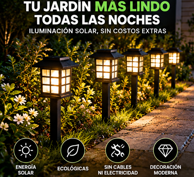 LumiGarden™ 4 Lámparas Solares LED – Ilumina y transforma tu jardín sin cables