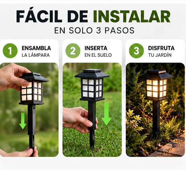 LumiGarden™ 4 Lámparas Solares LED – Ilumina y transforma tu jardín sin cables