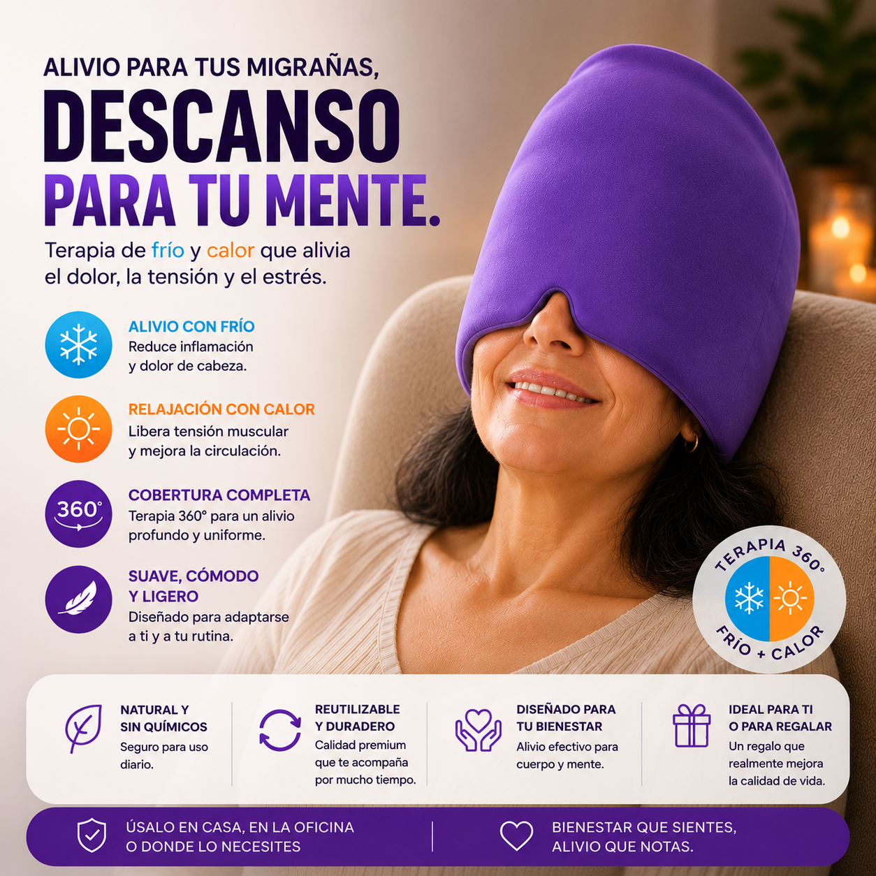 MigraRelief™ 360° Pro - Gorro Térmico Alivio Instantáneo