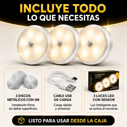 LuzSense™ — Set de 3 Luces con Sensor de movimiento