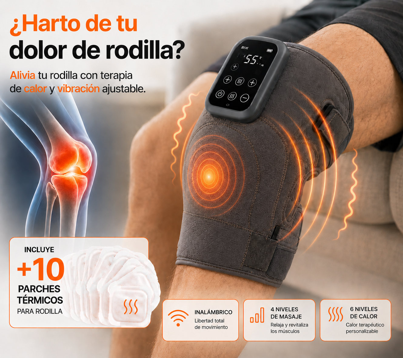 KneeRelief Pro™ – Rodillera Térmica con Masaje EMS