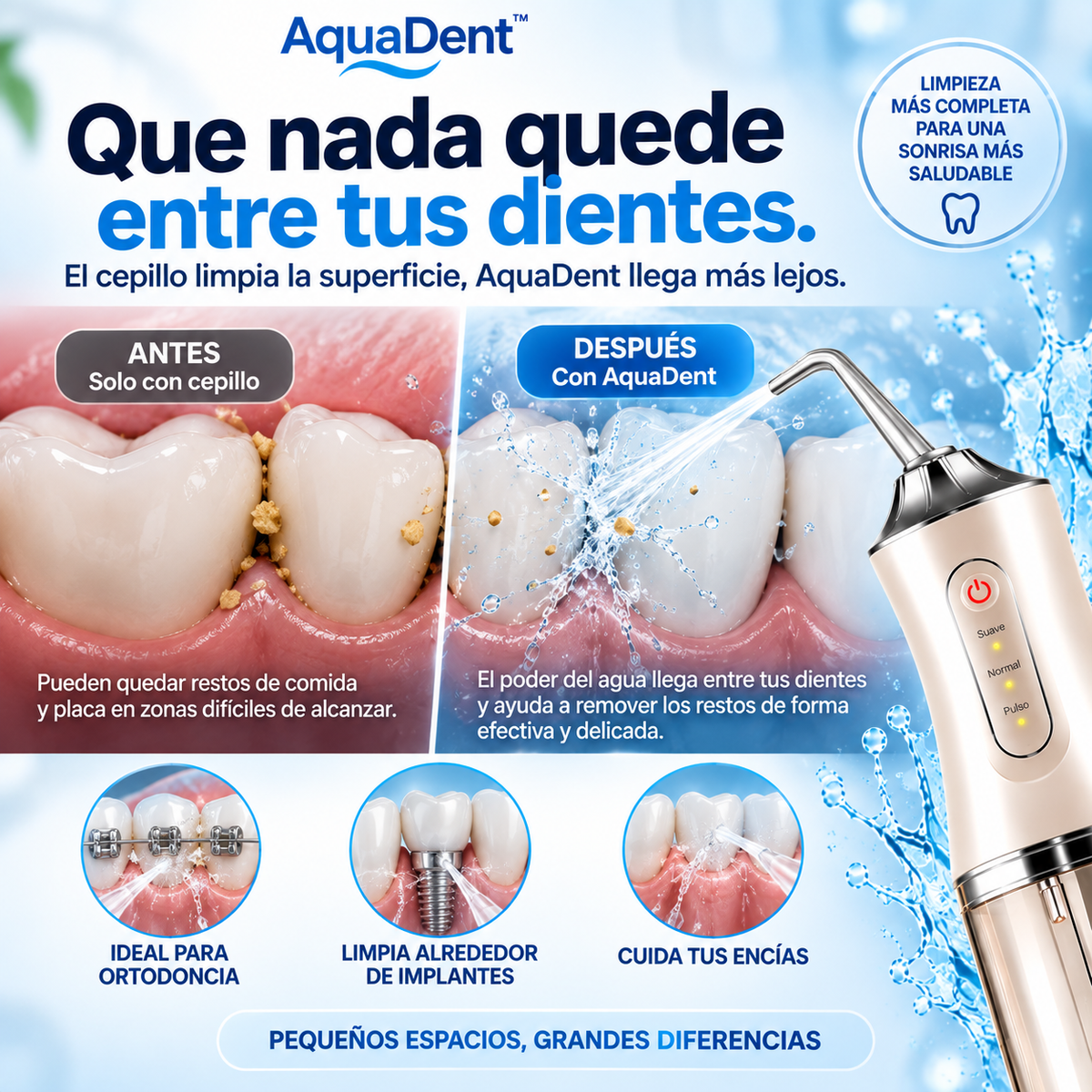 AquaDent™  Limpieza entre dientes con el poder del agua
