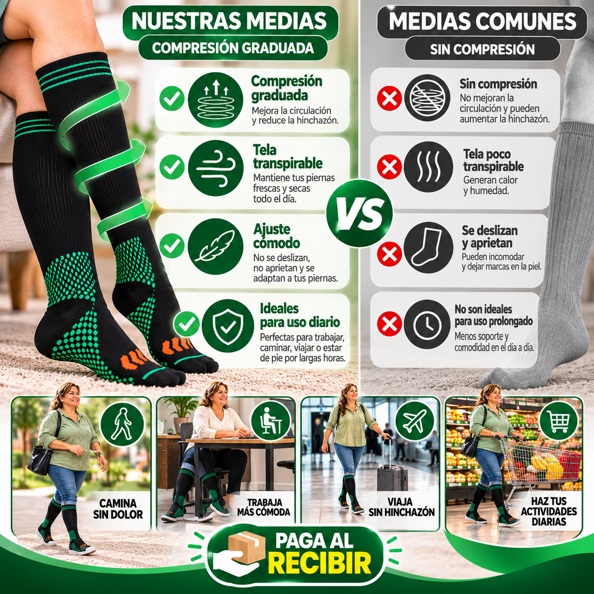 LegRelief Medias de Compresión — Alivio para Hinchazón y Circulación (par - 2 unidades)